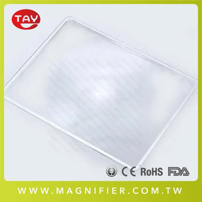 Hot sale square shaped whole page large pmma fresnel lens magnifier