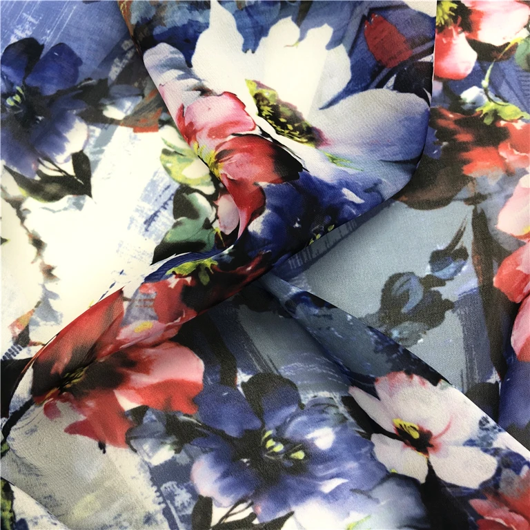 Фабричная шифоновая ткань с цифровым принтом высокого качества