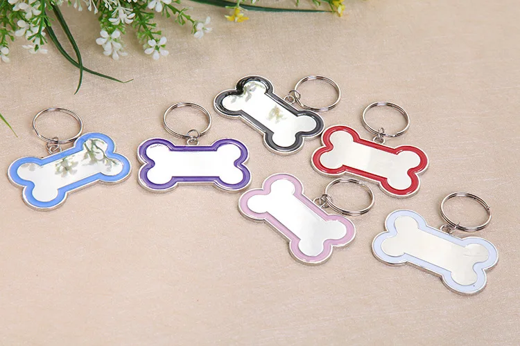 stainless steel custom metal blank chain name id silicon bone shape dog tag