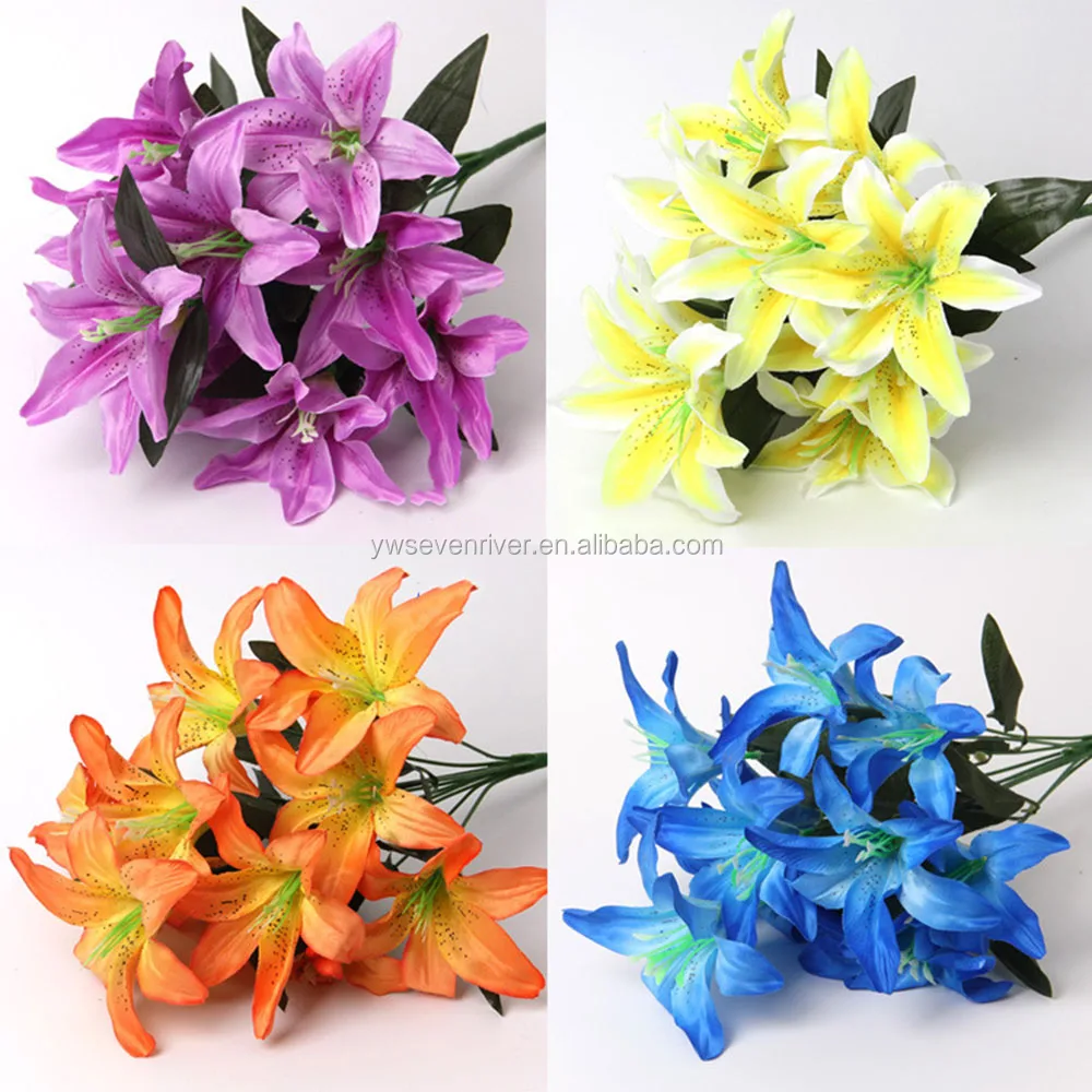 Simulation lily 10 head perfume lily silk flower Artificial wedding home decoration tiger flower