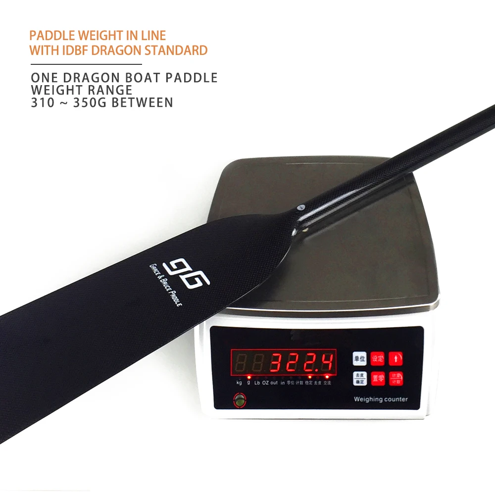 IDBF certificated one piece carbon fiber plain dragon boat paddle with fingerprint grip for top brand