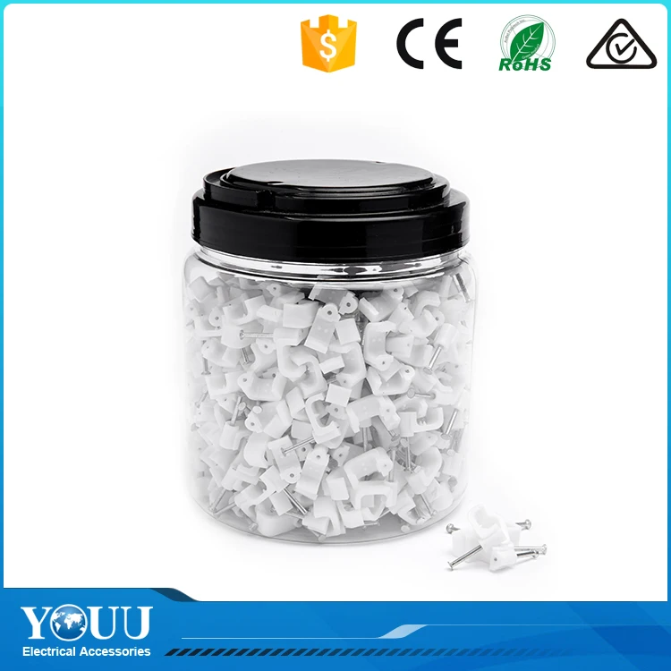 YOUU Верхнюю Часть Продавая Продукты 2016 Электрический Пластиковые Плоский Белый Ногтей Стены Крюк Кабельный Зажим