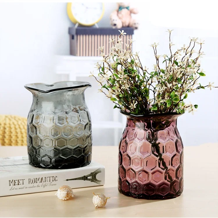 New design home decoration vase solid color glass vase for hotel  Glass flower vase for home decoration