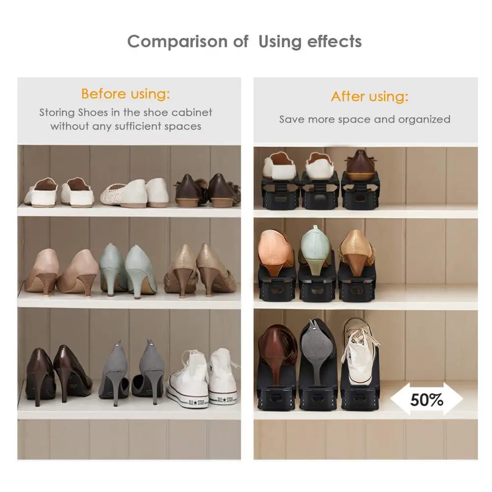 
3 Step Adjustable Shoe Slots Space Saver Easy Shoe Organizer Double Rack Organizer Shoe 