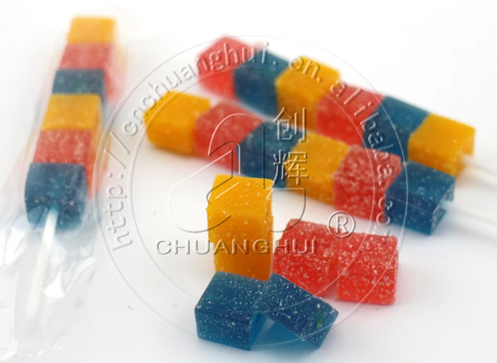 Квадратные мягкие конфеты радужные желе поп леденец