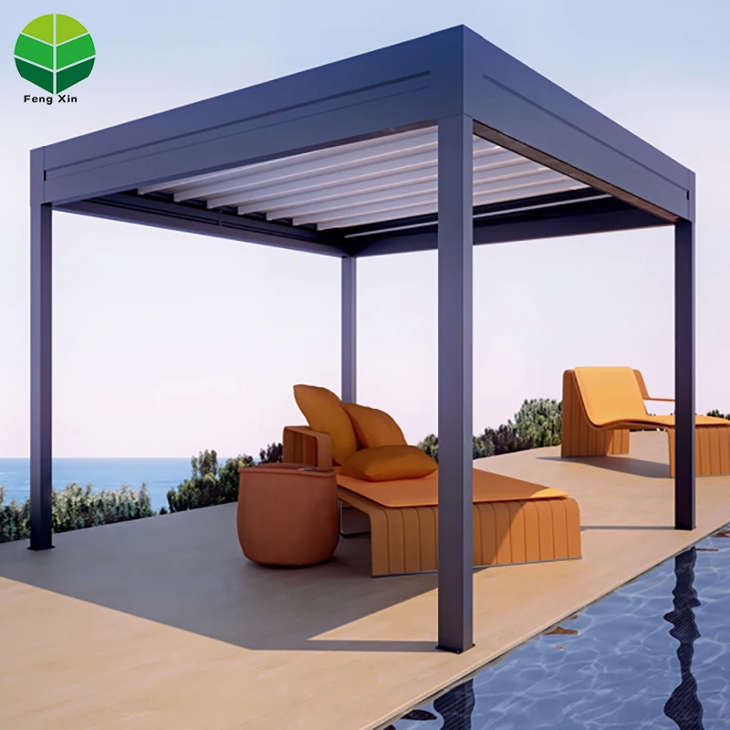 Fengxin Outdoor square tube wpc aluminum pergola gazebo