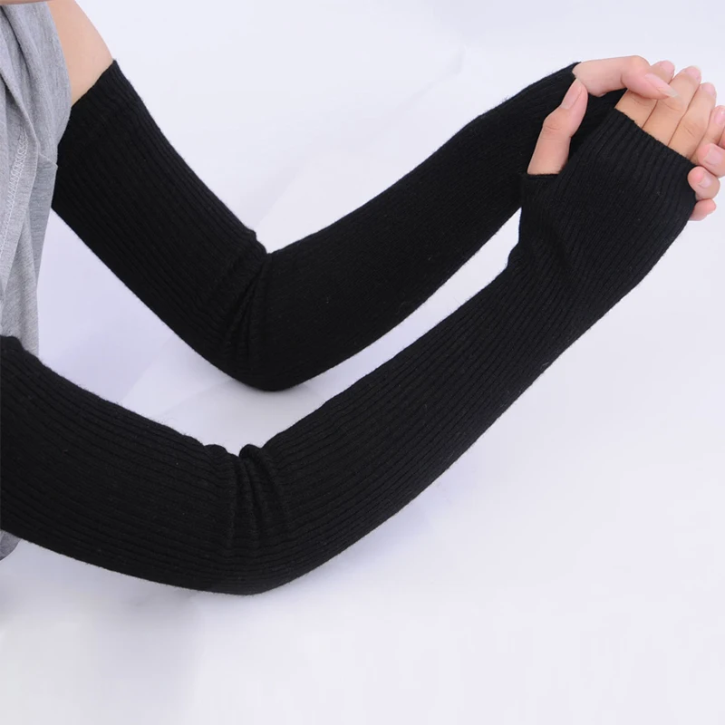 
 Оптовая продажа, женские перчатки, длинные шерстяные вязаные перчатки на полпальца для девочек, разные цвета, зимние теплые женские варежки  