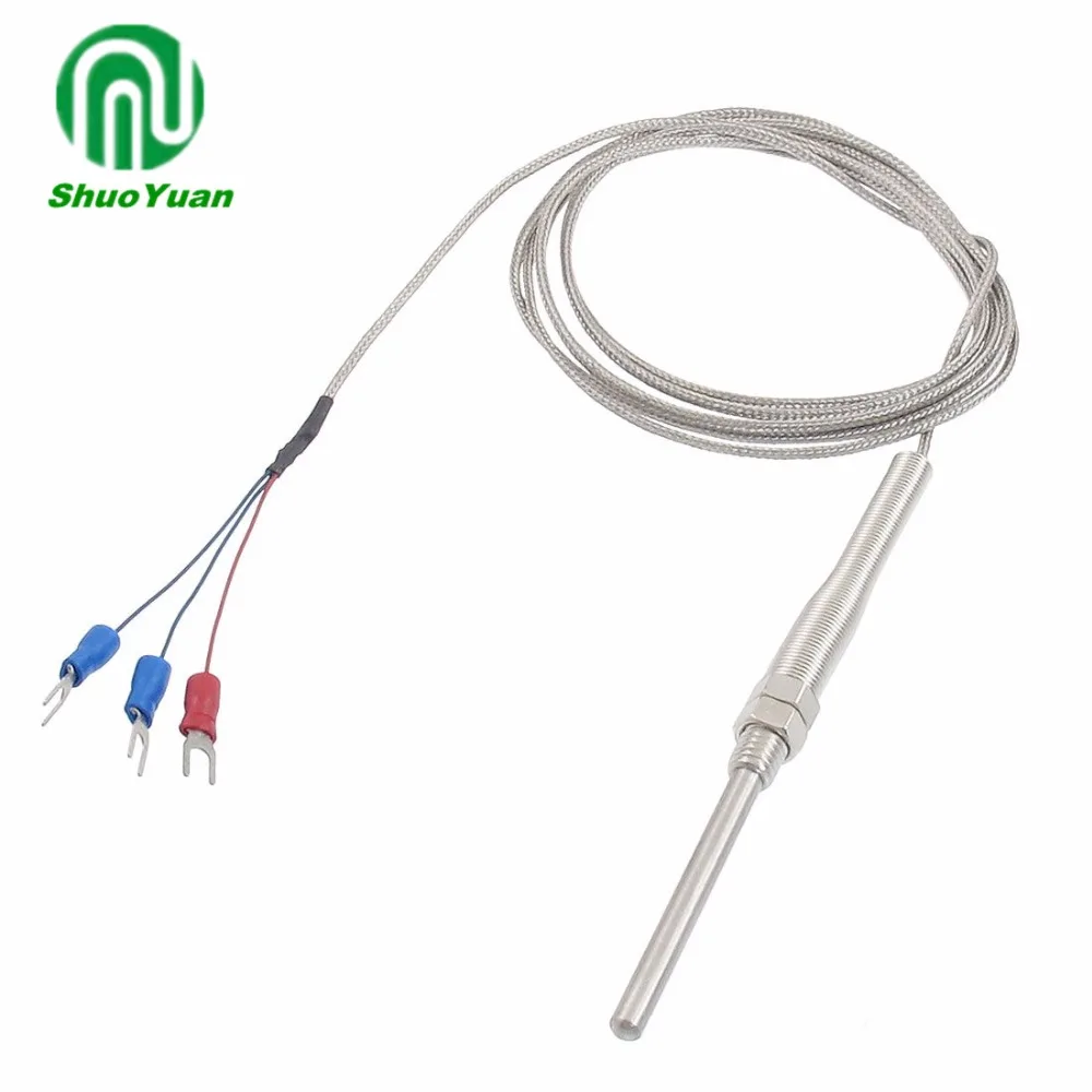 0-400C PT100 Type 5mm x 50mm Temperature Controller Thermocouple Probe 2 Meters