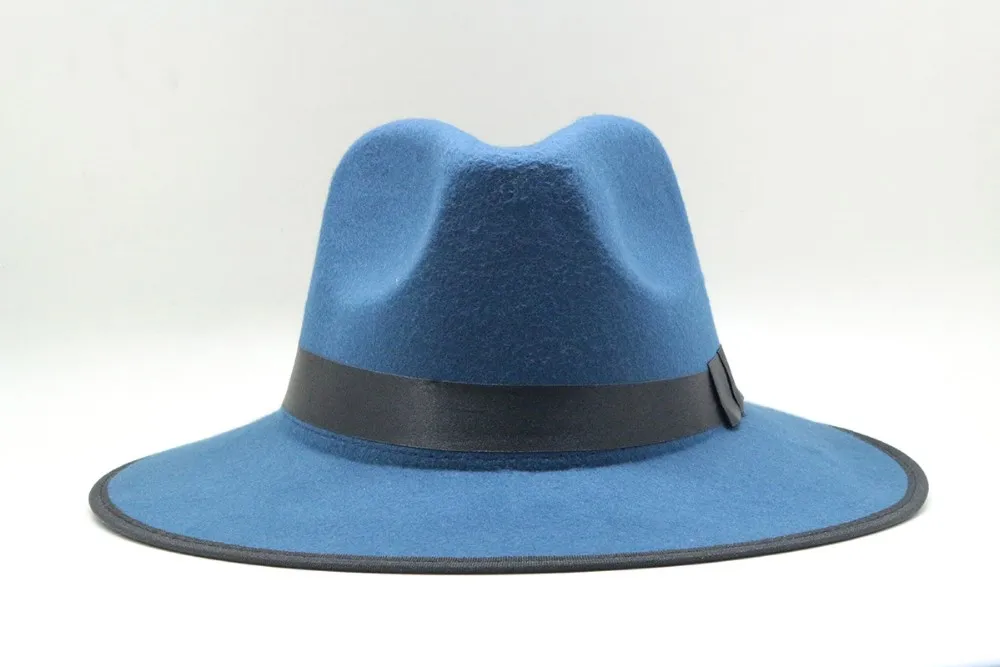 Vintage Women Men Wool Felt Trilby Fedora Hats Gentleman Wide Brim Elegant For Lady Winter Jazz Caps