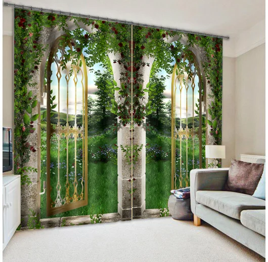 
2017 Hot Selling High Speed The Latest 3D Curtain For Living Room , Shade Curtain With Fantastic Scenery 