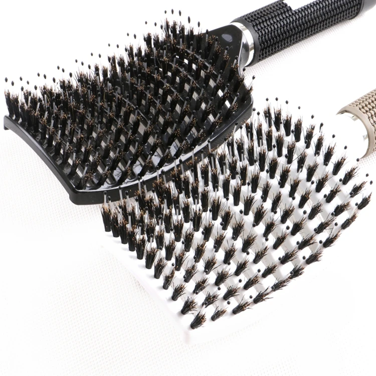Anti-static Heat Curved Vent Comb Barber Salon Hair Styling Tool Hair Brush Boar Bristle for Detangling All Hair Types 1 Piece