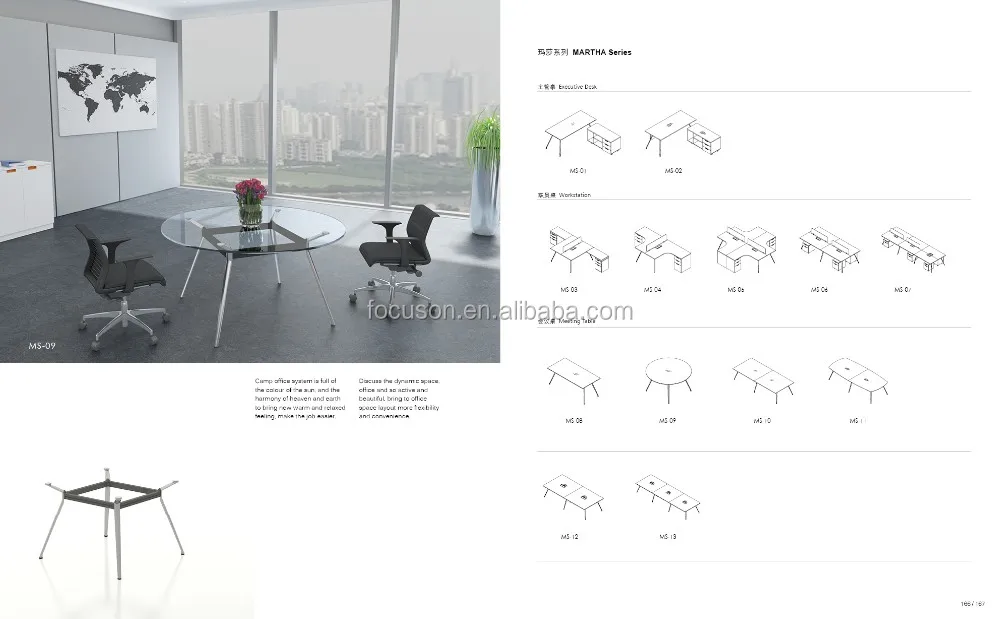 FKS-HD-ED022 Modern glass top office desk
