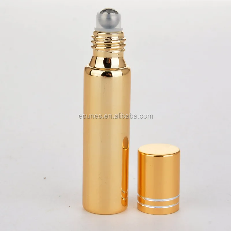 10ml Refillable Travel  UV Glass Essential Oil Roll on Bottle with stainless steel roller ball