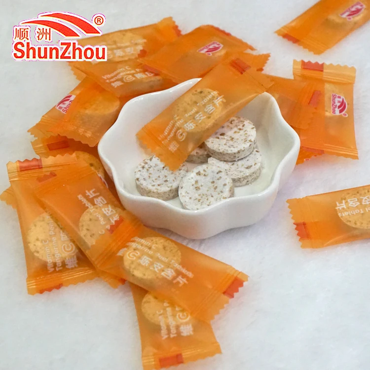 
bulk bag packing orange flavor sugar free press candy 