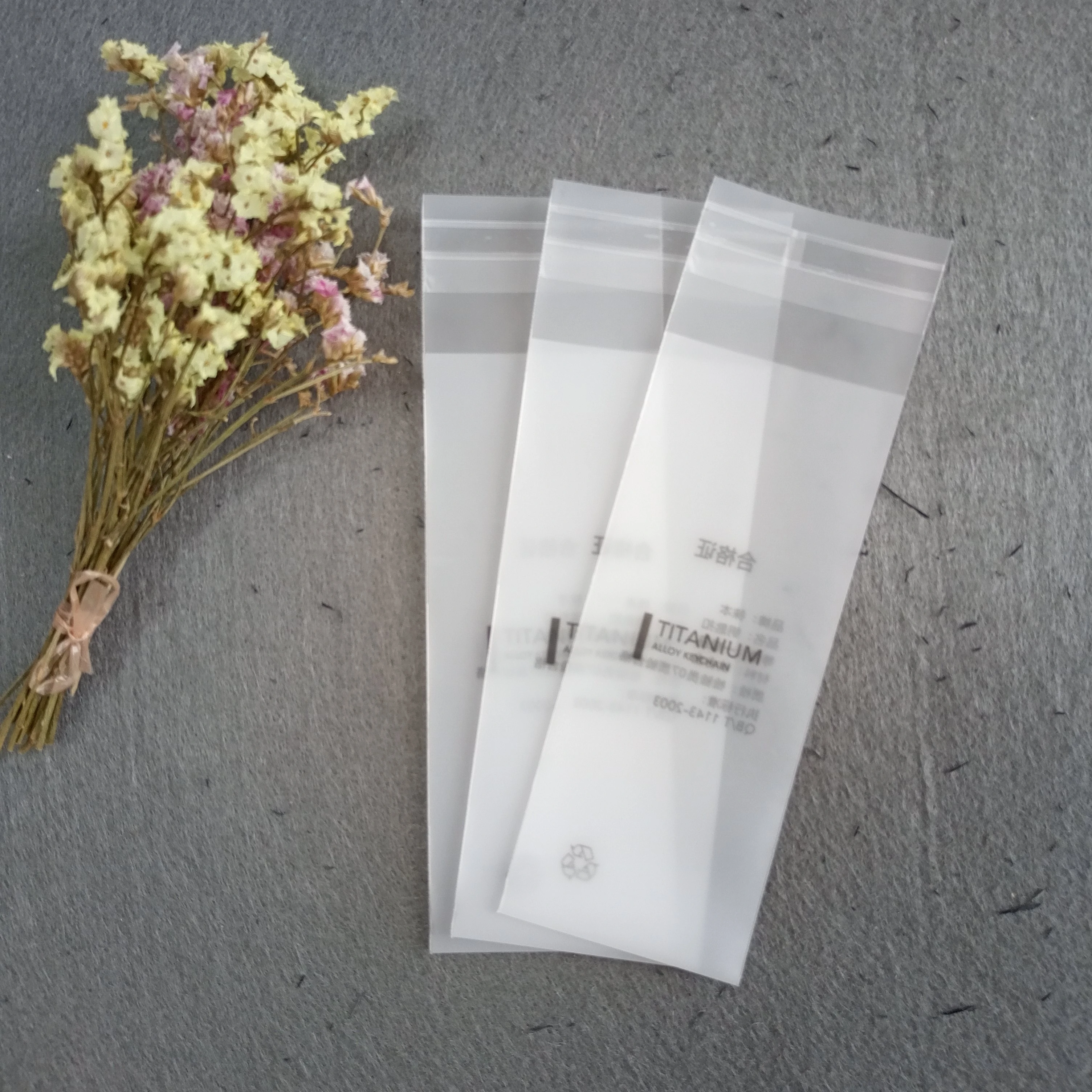 Custom design frosted self adhesive plastic bag for small groceries packaging