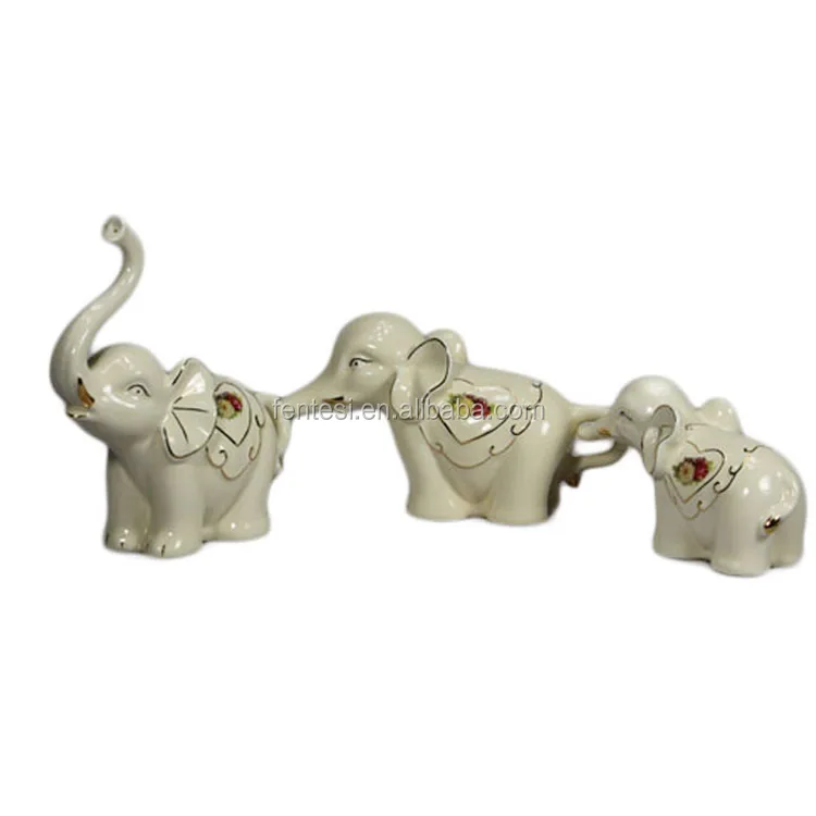 
2014 new design small glazed ceramic animal figurines black elephone 