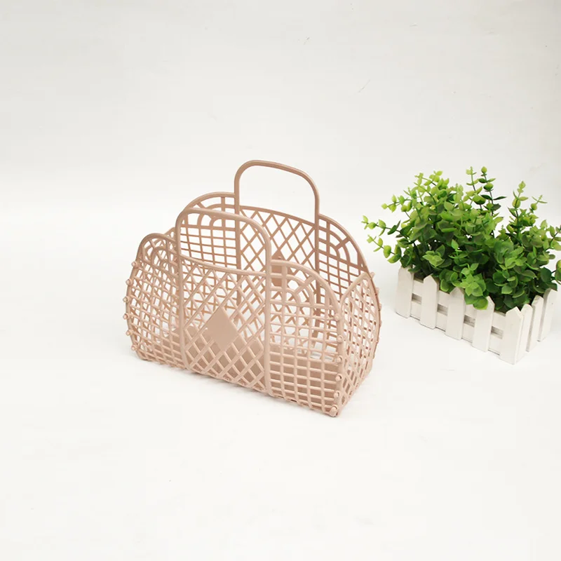 
Ins Hot Retro Candy Portable Beach Handbags Openwork Basket Bag Vacation Bag Small Bag 
