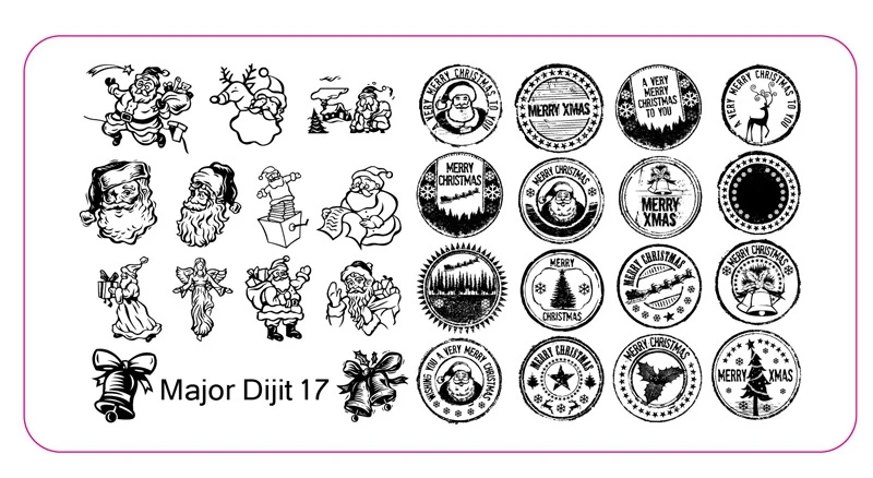 High Quality Major Dijit Series Halloween and Christmas design rectangle metal Nail design stamping plate for nail art