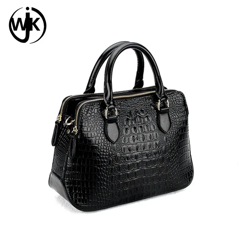 manufacturers genuine leather embossed crocodile sling bag ladies black luxury handbags with scarf