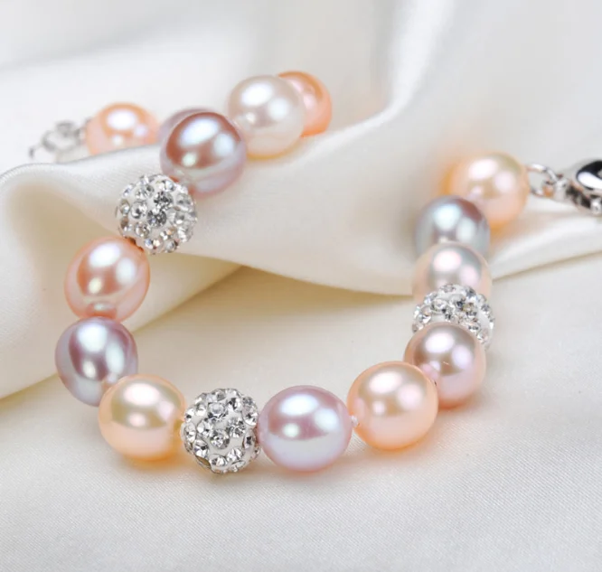 7-8mm 3A rice drop shape freshwater pearl bracelet fashion cultured fresh water real new pearl bracelet