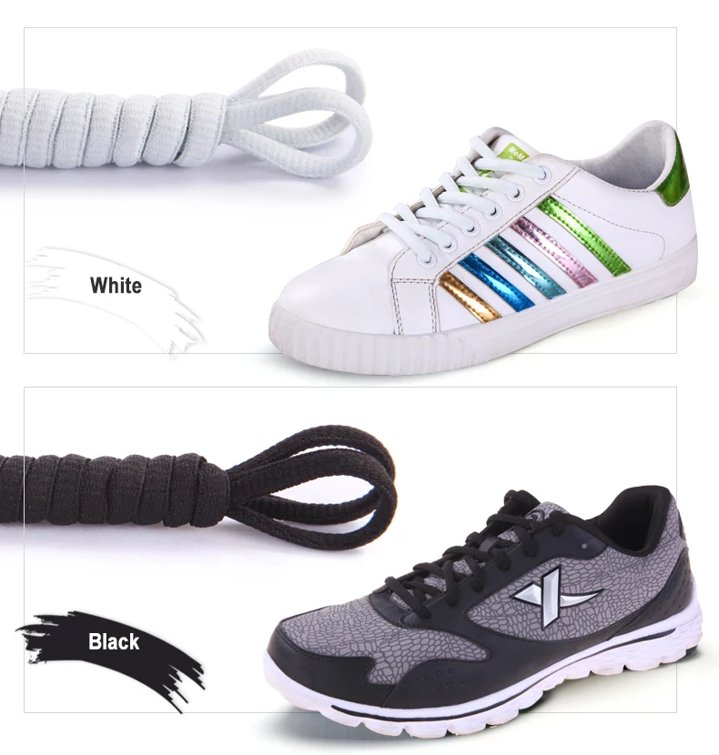 Fashion Multi-Color Polyester Oval Half Round Shoelaces With Plastic Metal Aglets Custom Shoe Lace