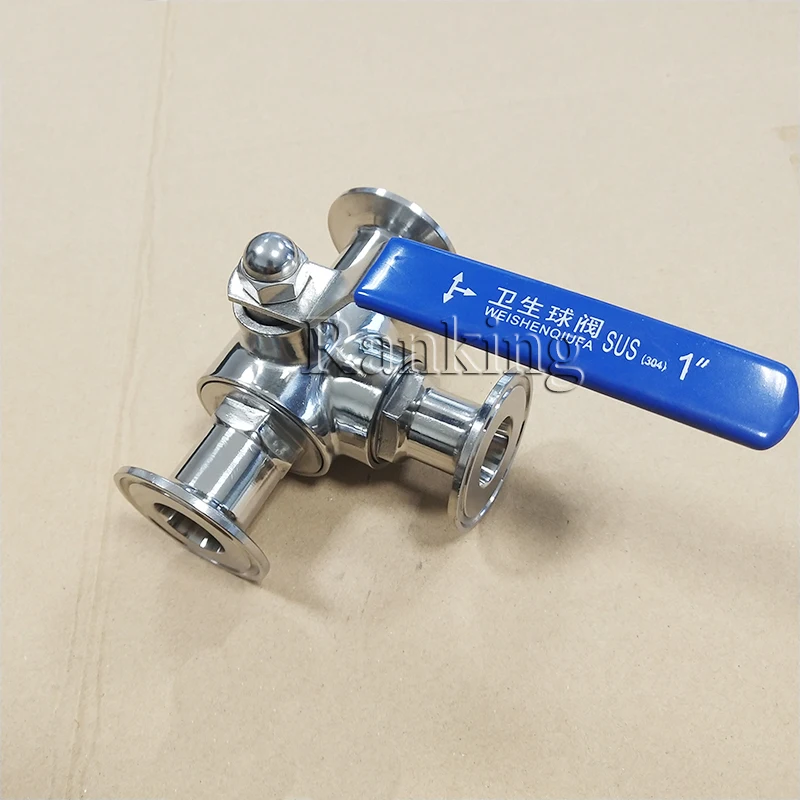 high quality 1 inch stainless steel 304 sanitary three way quick clamp ball valve