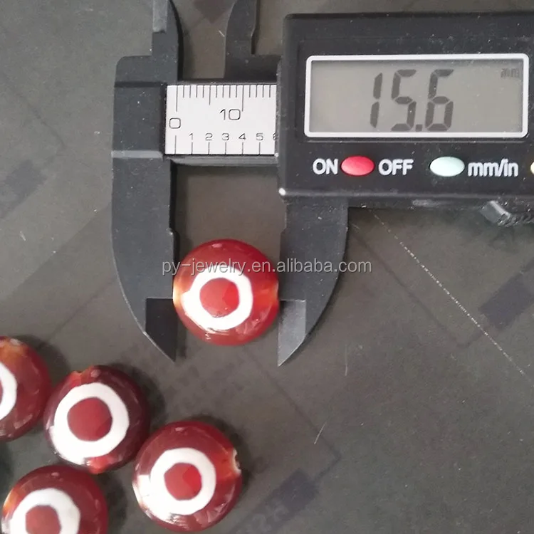 Yemeni Agate One Eye Diz Flat 15MM Round Beads