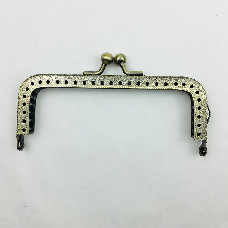 Wholesale 10.5cm Square Printing Double Side Ear DIY Sew In Handbag Bronze Coin Metal Purse Frame