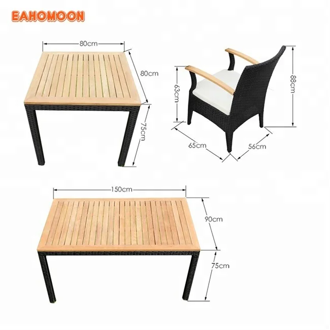 
Cheap Outdoor Rattan+Plastic Wood Composite Patio Furniture 7 pcs Cube Dining Set for Home & Garden 