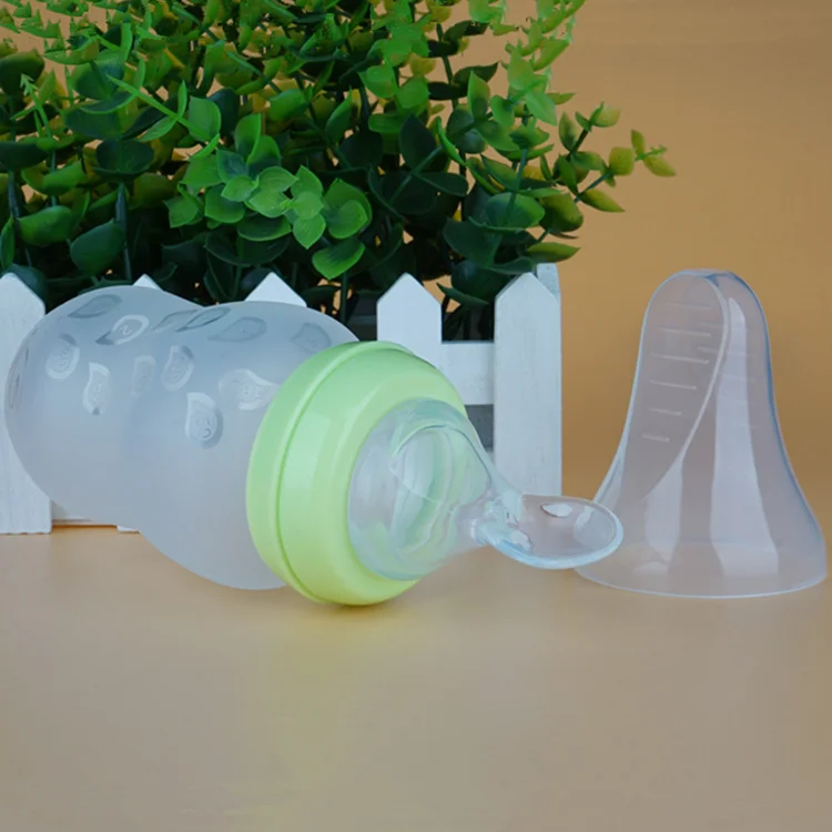 180ML silicone baby feeding bottle with spoon bottle baby squeeze spoon