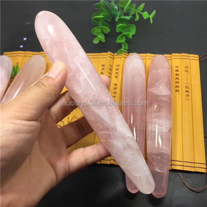 natural quartz rose crystal dildo healing crystal penis carved pink crystal massage wands for women