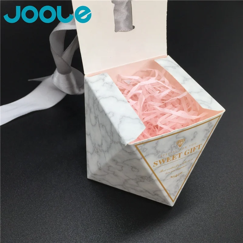 Customized wedding celebration candy dessert biscuit hot stamping packaging box with satin bow