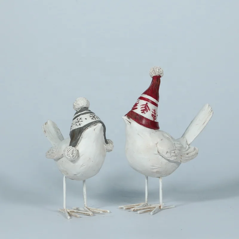 Promotional Hand Made Resin Xmas Bird Figurine for Wholesale