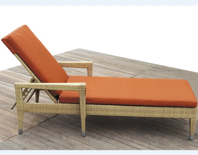
Poly Rattan Sunbed / PE plastic Wicker Sun Lounger with cushion 