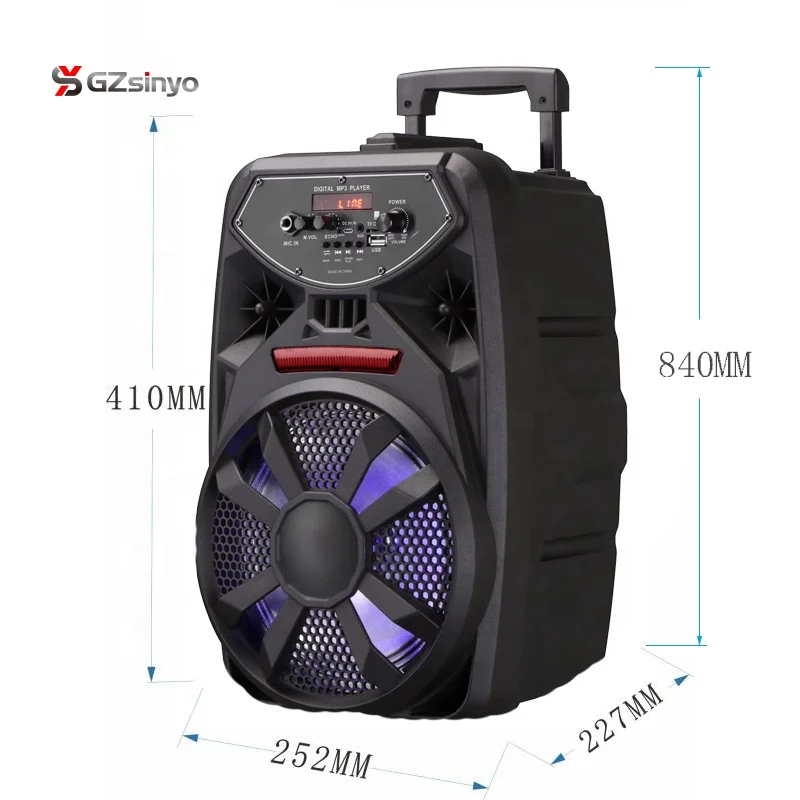 8 дюймов перезаряжаемые портативный усилитель звука слуховой динамик с микрофоном и направленный дискотечный свет