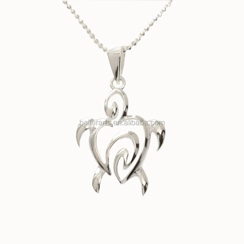 Custom Wholesale Turtle Jewelry 925 Sterling Silver Zircon Stone Nautical Ocean Sea Turtle Pendant Necklace