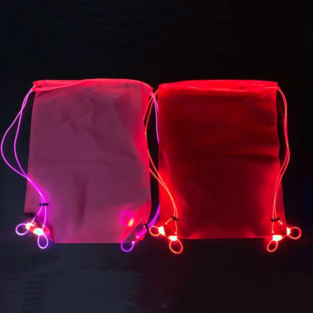 Popular OEM supplier outdoor glowing nylon drawstring bag night cycling LED backpack