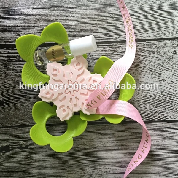 
factory hot seller christmas hanging snow flower ceramic scent stone aroma stone custom car air freshener 