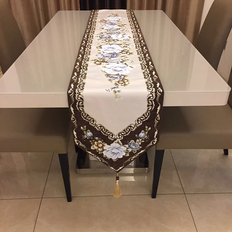 Chenille 100% Polyester woven wholesale modern dining table runner