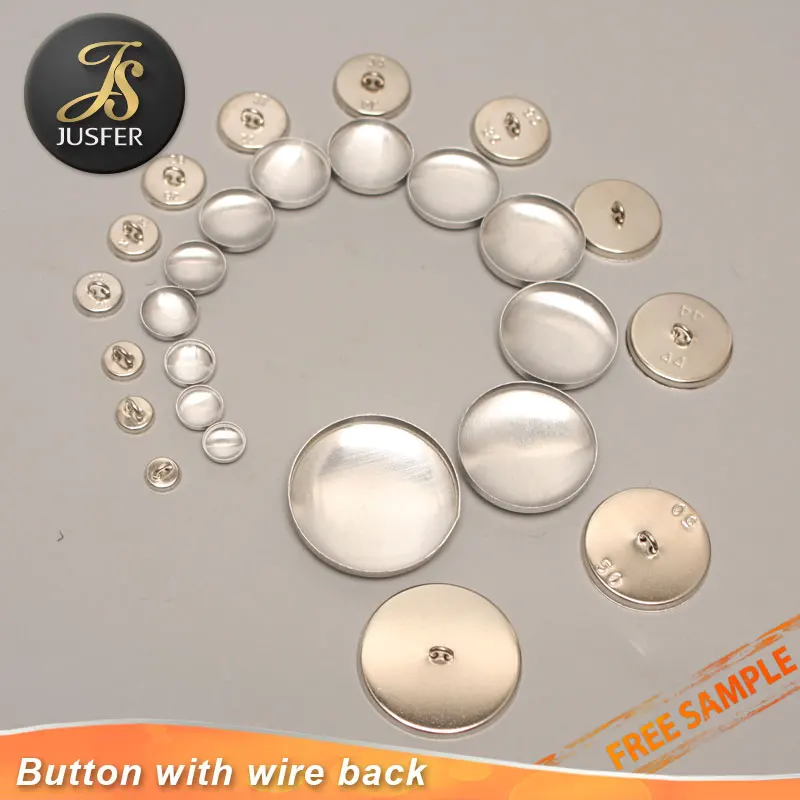 Self covered aluminium shank button blank iron wire back combined Button