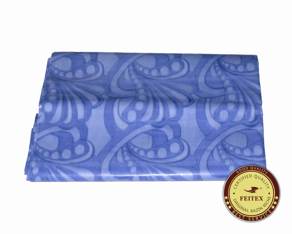 Trade Assurance order Top Quality Sky Blue West African Fabric Fashion Abaya Guinea Brocade Damask Shadda Bazin Riche