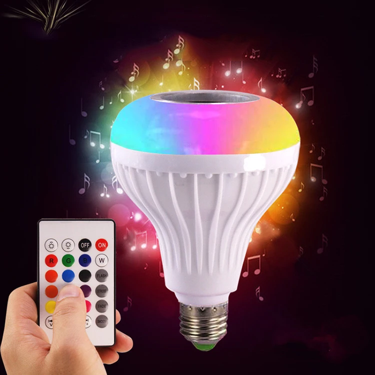 
12W E27 AC110-240V Smart RGB Speaker Music Playing led bulb with Remote Control 