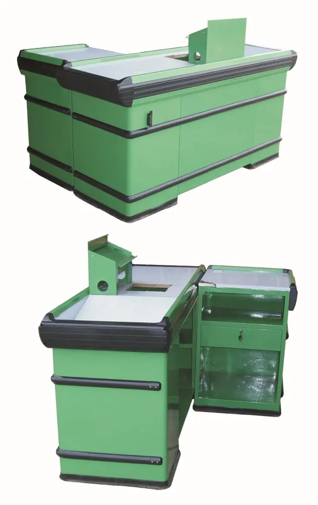 Stainless steel supermarket store commercial cashier counter ,checkout counter equipment