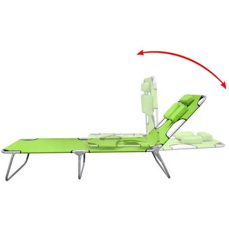 
Comfortable Folding Sun Lounger With Head Cushion and Adjustable backrest 