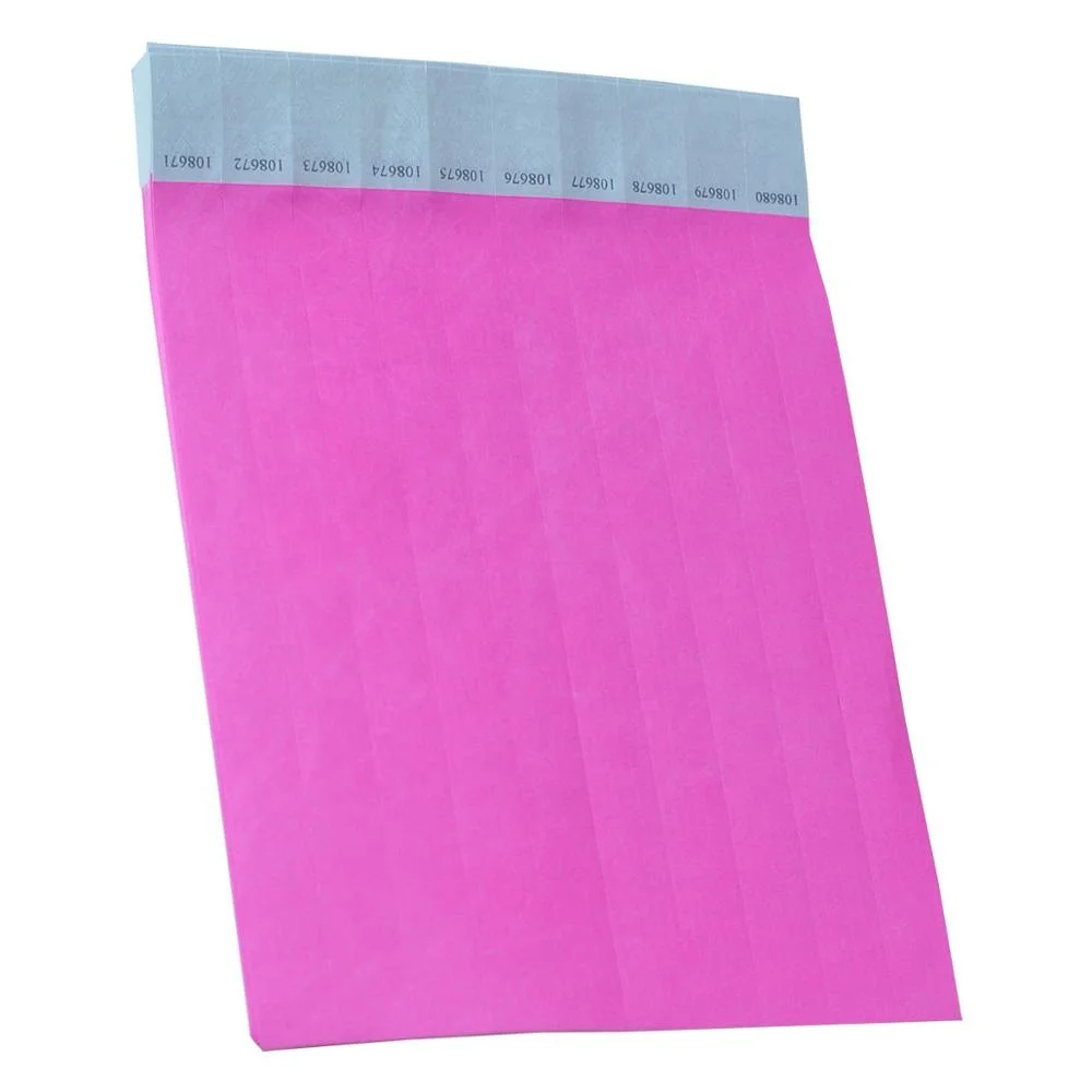 Custom various colors plain event tyvek paper wristband with series number for party