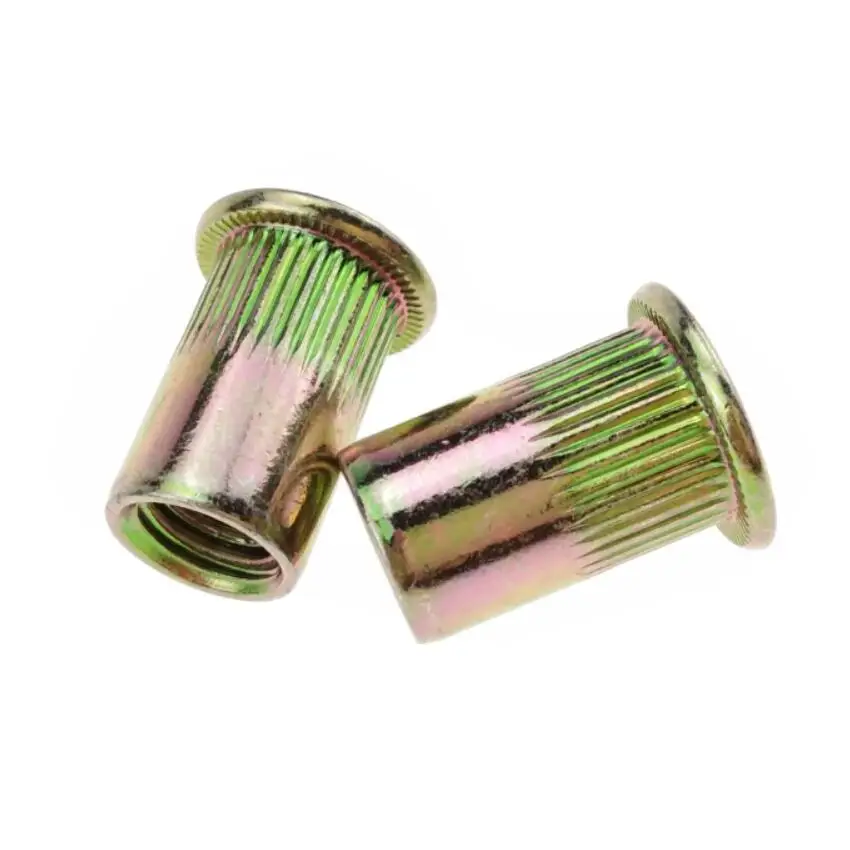 ANSI Steel Rivet Nuts Galvanized Knurling Serrated Flat Head