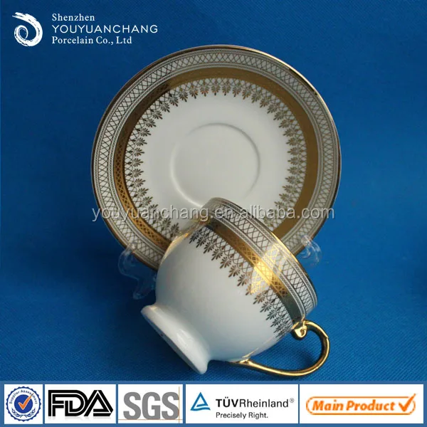 
Electroplated gold and silver design porcelain cup and saucer set 