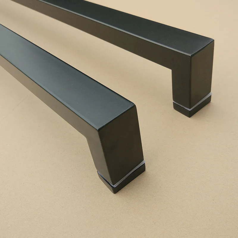 Single side square shape matt black stainless steel shower door handle