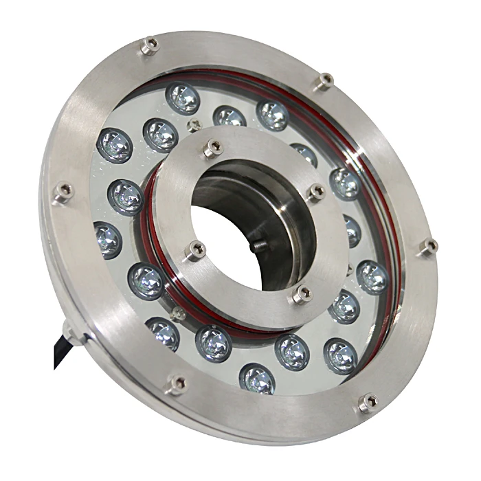 316SS IP68 Stainless Nozzle White Rgb Rgbw dmx512 Stainless Pool Swimming Pond Underwater Lighting Ring Led Fountain Light