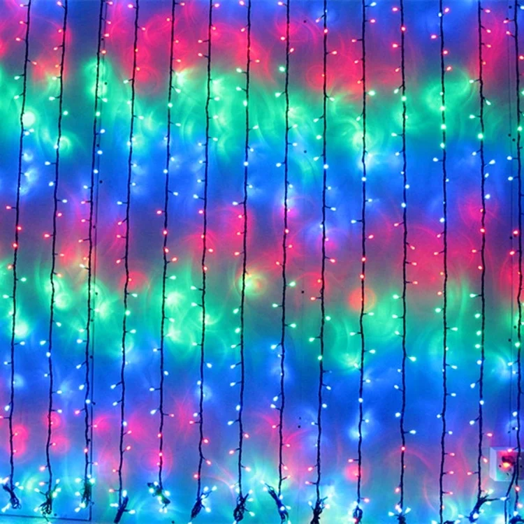 
110V black wire led curtains lights with 900leds 